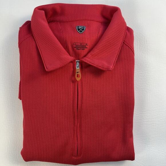 Nike Golf Polo Shirt Men's Vented Detailed Back 1/4 Zip Red Short Sleeve Size L - Picture 3 of 11